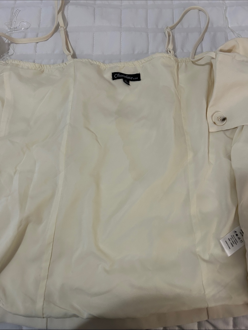 Chocolate Cream Button-Front Spaghetti Strap Camisole - Picture 4 of 4